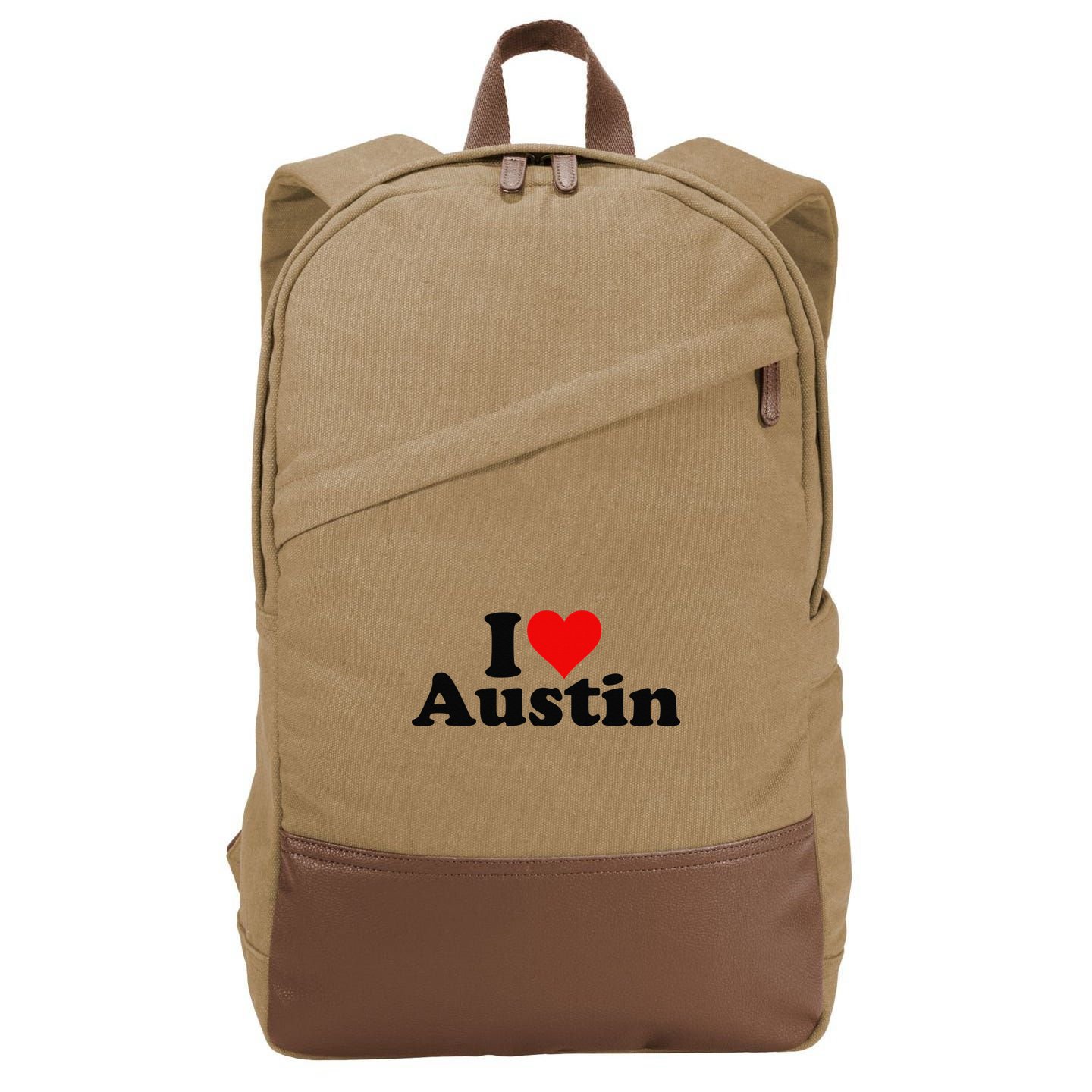 I HEART LOVE AUSTIN TEXAS Cotton Canvas Backpack
