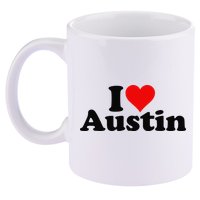 I HEART LOVE AUSTIN TEXAS 11oz C Handle Ceramic Mug