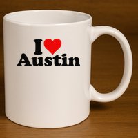 I HEART LOVE AUSTIN TEXAS 11oz C Handle Ceramic Mug