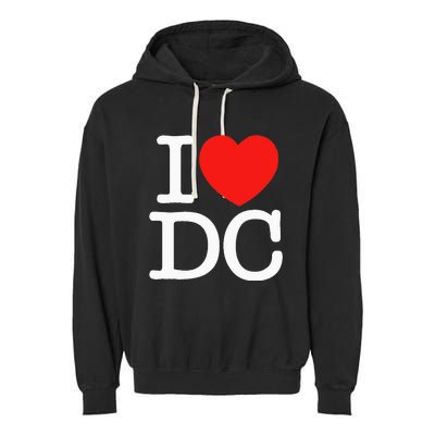 I Heart Love Washington WA DC Classic Font Garment-Dyed Fleece Hoodie