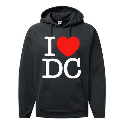 I Heart Love Washington WA DC Classic Font Performance Fleece Hoodie