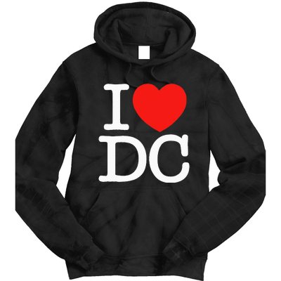 I Heart Love Washington WA DC Classic Font Tie Dye Hoodie