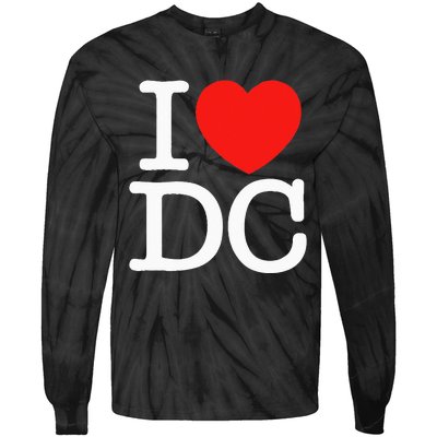 I Heart Love Washington WA DC Classic Font Tie-Dye Long Sleeve Shirt