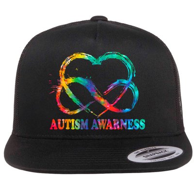 Infinity Heart Love Autism Awareness Needs No Words Flatbill Hat