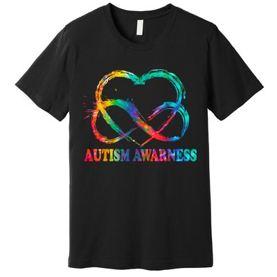 Infinity Heart Love Autism Awareness Needs No Words Premium T-Shirt