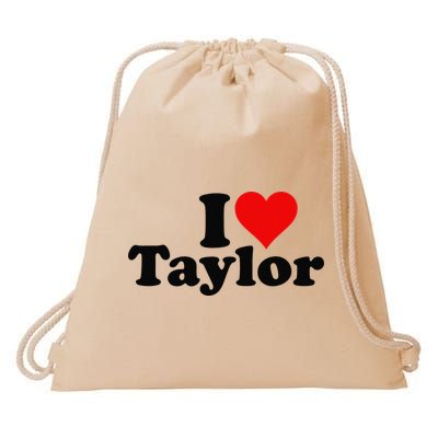 I HEART LOVE TAYLOR Drawstring Bag
