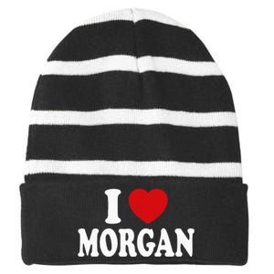 I Heart Love Morgan Striped Beanie with Solid Band