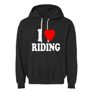 I Heart (Love) Riding Cowboy Cowgirl ATV Offroad Motorcycle Garment-Dyed Fleece Hoodie