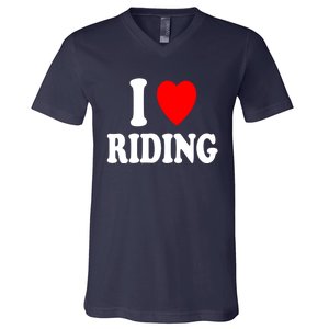 I Heart (Love) Riding Cowboy Cowgirl ATV Offroad Motorcycle V-Neck T-Shirt