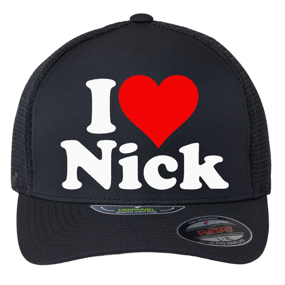 I Heart Love Nick Nicholas Flexfit Unipanel Trucker Cap
