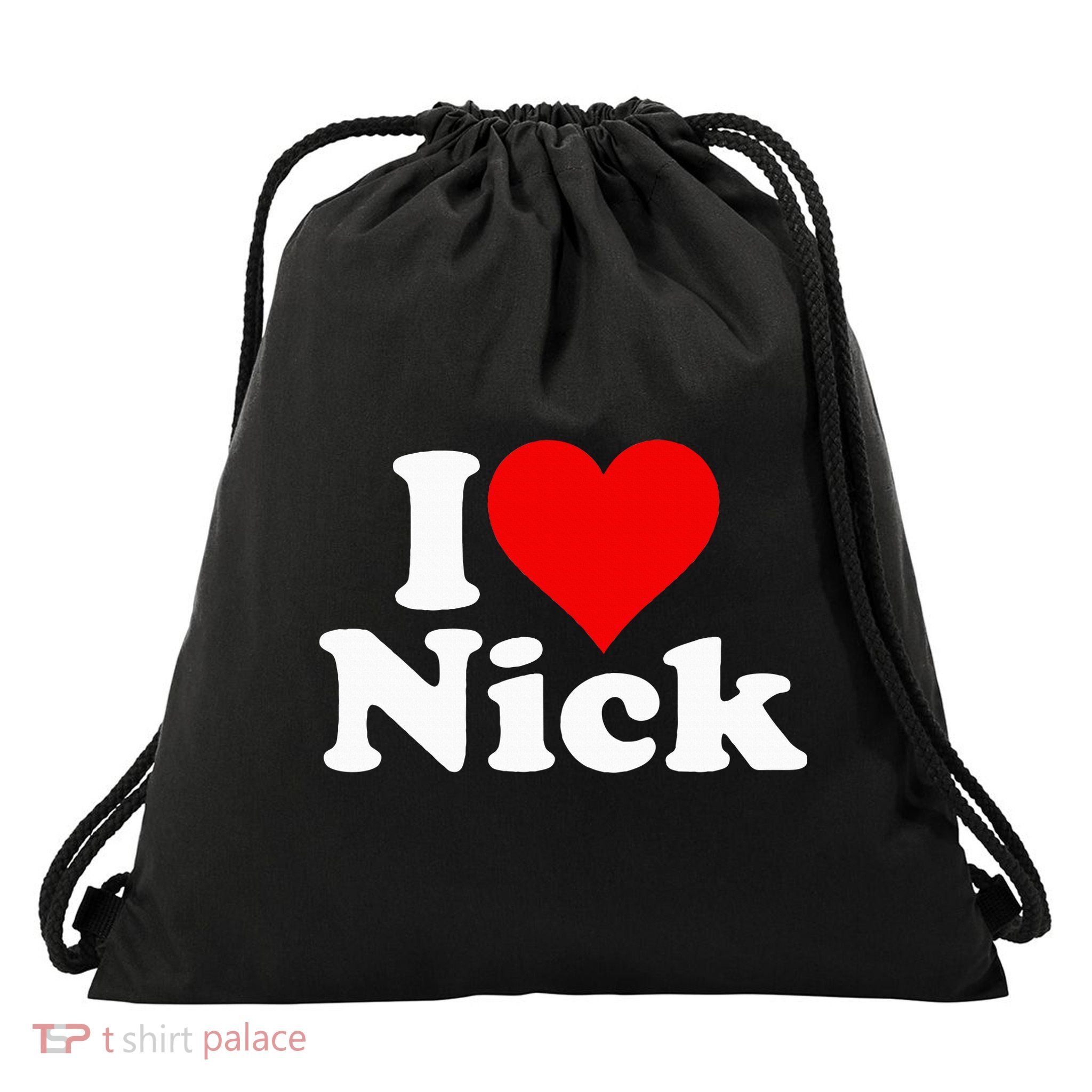 I Heart Love Nick Nicholas Drawstring Bag