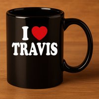 I Heart Love Travis 11oz C Handle Ceramic Mug