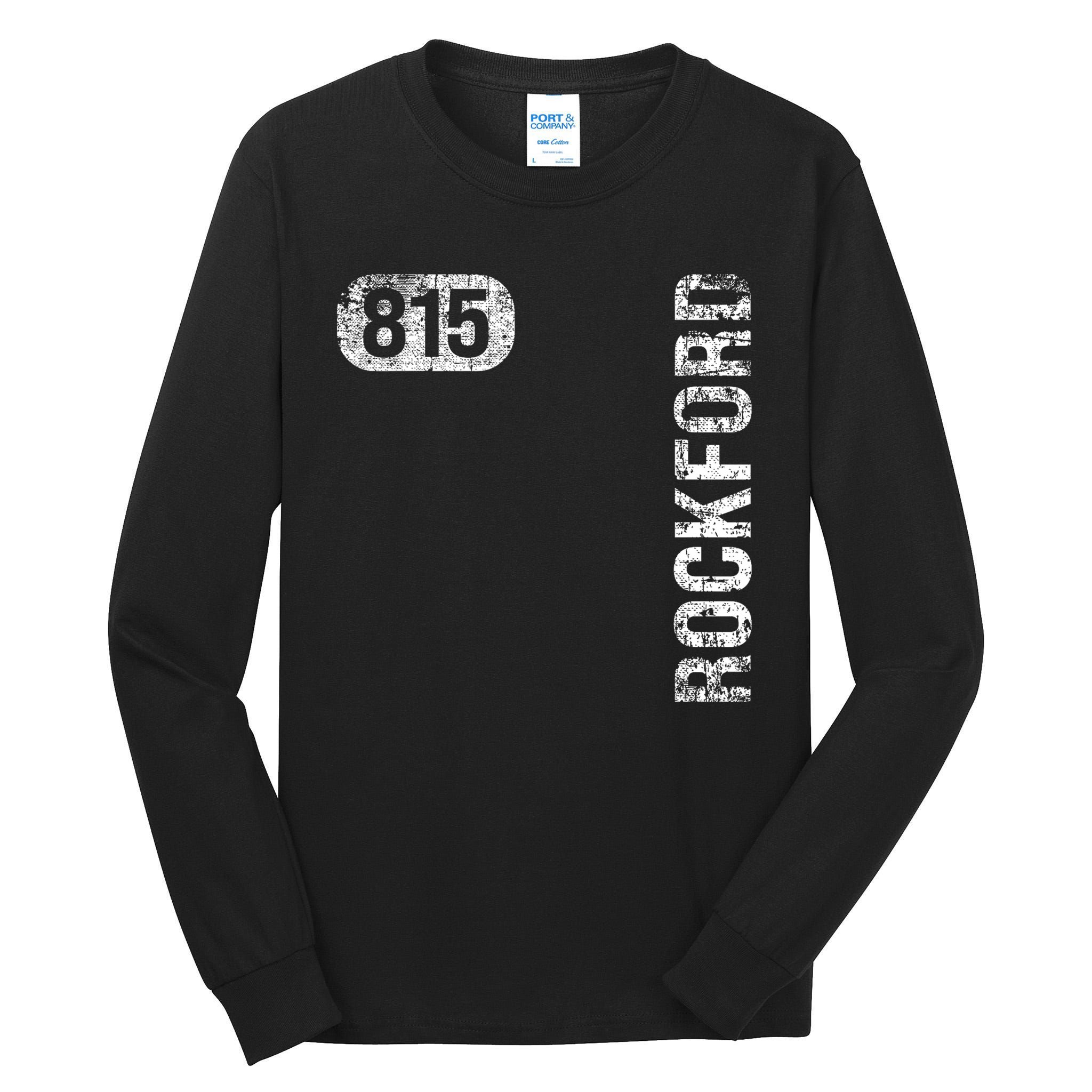 Il Hometown Love Retro Souvenir Rockford Illinois 815 Area Code Vintage Retro Tall Long Sleeve T-Shirt