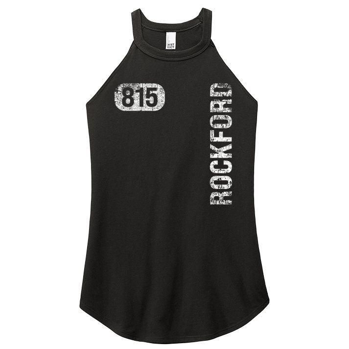 Il Hometown Love Retro Souvenir Rockford Illinois 815 Area Code Vintage Retro Women's Perfect Tri Rocker Tank