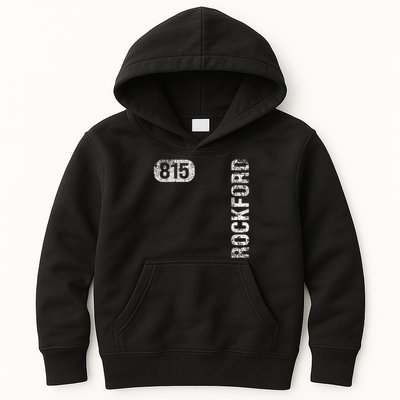 Il Hometown Love Retro Souvenir Rockford Illinois 815 Area Code Vintage Retro Kids Hoodie