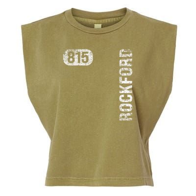 Il Hometown Love Retro Souvenir Rockford Illinois 815 Area Code Vintage Retro Garment-Dyed Women's Muscle Tee