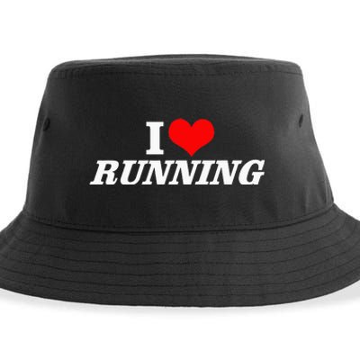 I Heart Love Running Great Gifts For Runner Unisex Sustainable Bucket Hat