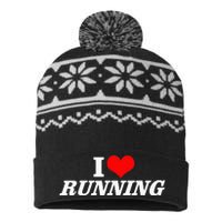 I Heart Love Running Great Gifts For Runner Unisex USA-Made Snowflake Beanie