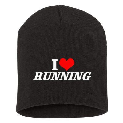 I Heart Love Running Great Gifts For Runner Unisex Short Acrylic Beanie