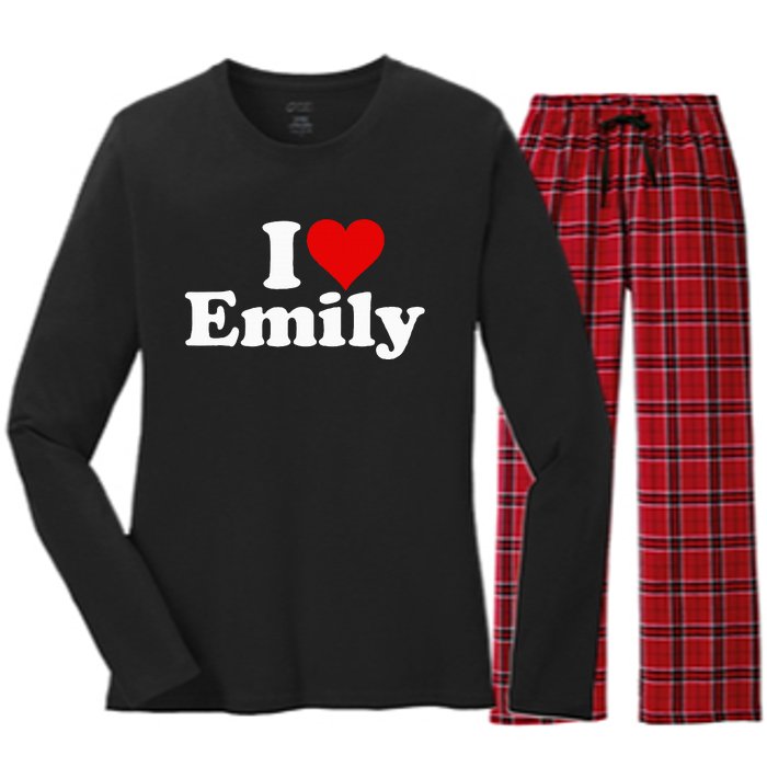 I Heart Love Emily Women's Long Sleeve Flannel Pajama Set 