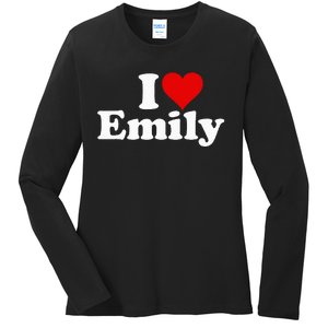 I Heart Love Emily Ladies Long Sleeve Shirt