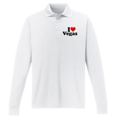 I Heart Love Las Vegas Nevada Performance Long Sleeve Polo