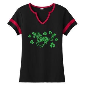 Irish Horse Lover Horseback Riding Equestrian Rider Shamrock Gift Ladies Halftime Notch Neck Tee