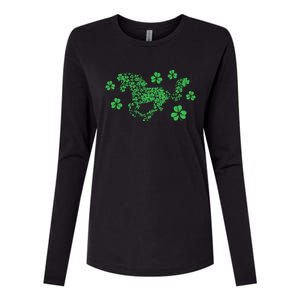 Irish Horse Lover Horseback Riding Equestrian Rider Shamrock Gift Womens Cotton Relaxed Long Sleeve T-Shirt