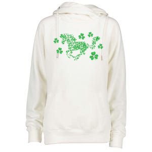 Irish Horse Lover Horseback Riding Equestrian Rider Shamrock Gift Womens Funnel Neck Pullover Hood