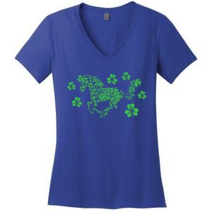 Irish Horse Lover Horseback Riding Equestrian Rider Shamrock Gift Women's V-Neck T-Shirt