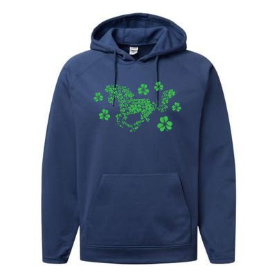 Irish Horse Lover Horseback Riding Equestrian Rider Shamrock Gift Performance Fleece Hoodie