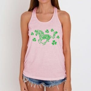 Irish Horse Lover Horseback Riding Equestrian Rider Shamrock Gift Women's Knotted Racerback Tank