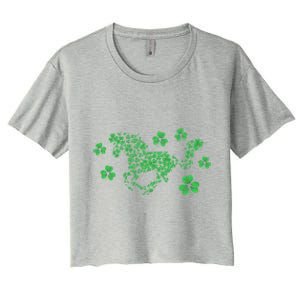 Irish Horse Lover Horseback Riding Equestrian Rider Shamrock Gift Women's Crop Top Tee