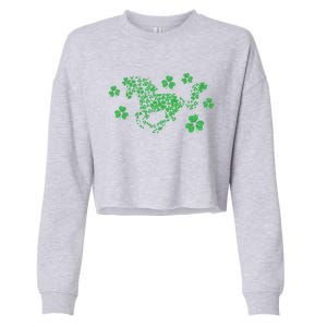 Irish Horse Lover Horseback Riding Equestrian Rider Shamrock Gift Cropped Pullover Crew