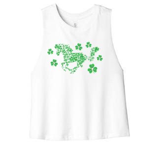 Irish Horse Lover Horseback Riding Equestrian Rider Shamrock Gift Women's Racerback Cropped Tank