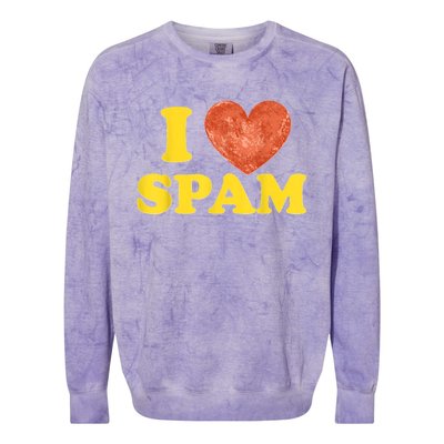 I Heart Love Spam Canned Cooked Pork Food Lover Spam Colorblast Crewneck Sweatshirt