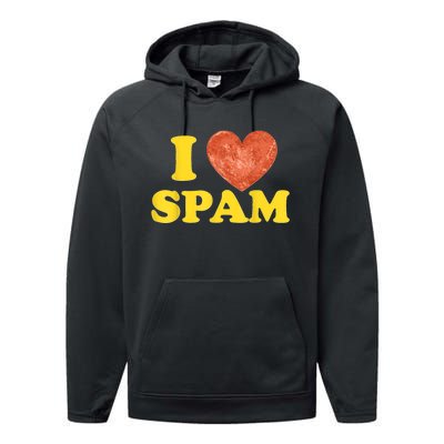 I Heart Love Spam Canned Cooked Pork Food Lover Spam Performance Fleece Hoodie