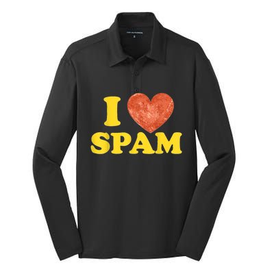 I Heart Love Spam Canned Cooked Pork Food Lover Spam Silk Touch Performance Long Sleeve Polo