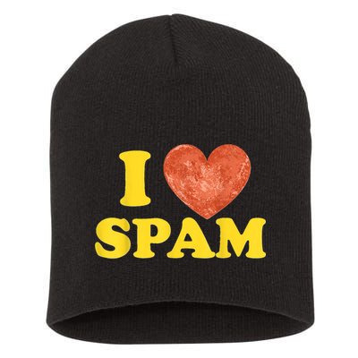 I Heart Love Spam Canned Cooked Pork Food Lover Spam Short Acrylic Beanie