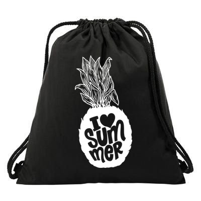 I Heart (Love) Summer Pineapple Drawstring Bag