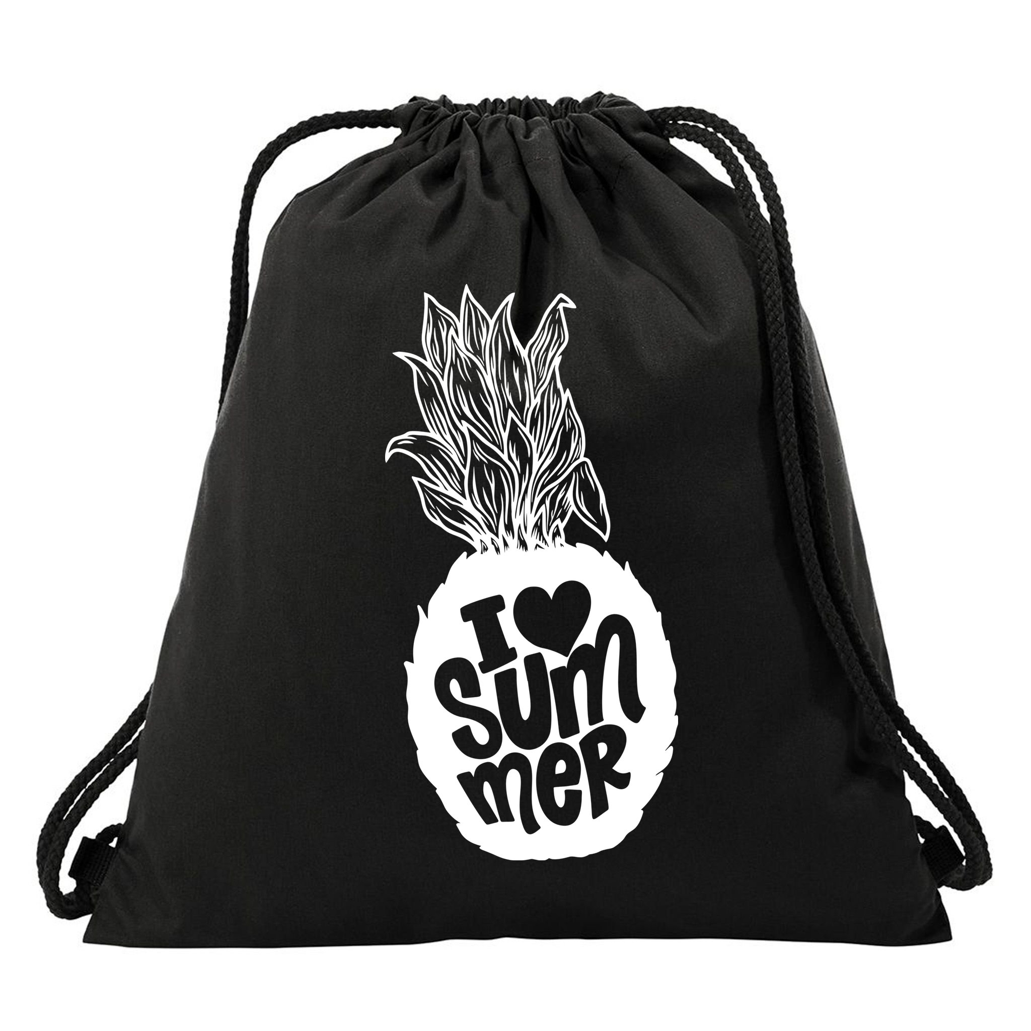 I Heart (Love) Summer Pineapple Drawstring Bag