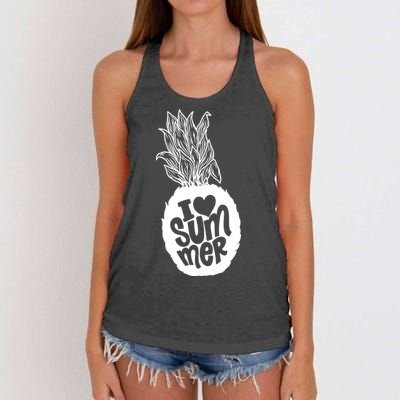 I Heart (Love) Summer Pineapple Women's Knotted Racerback Tank