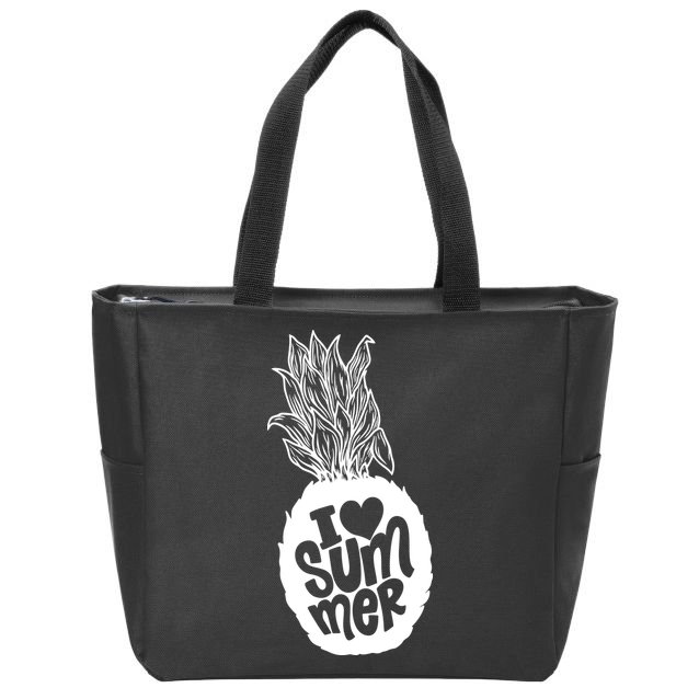 I Heart (Love) Summer Pineapple Zip Tote Bag