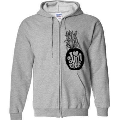 I Heart (Love) Summer Pineapple Full Zip Hoodie