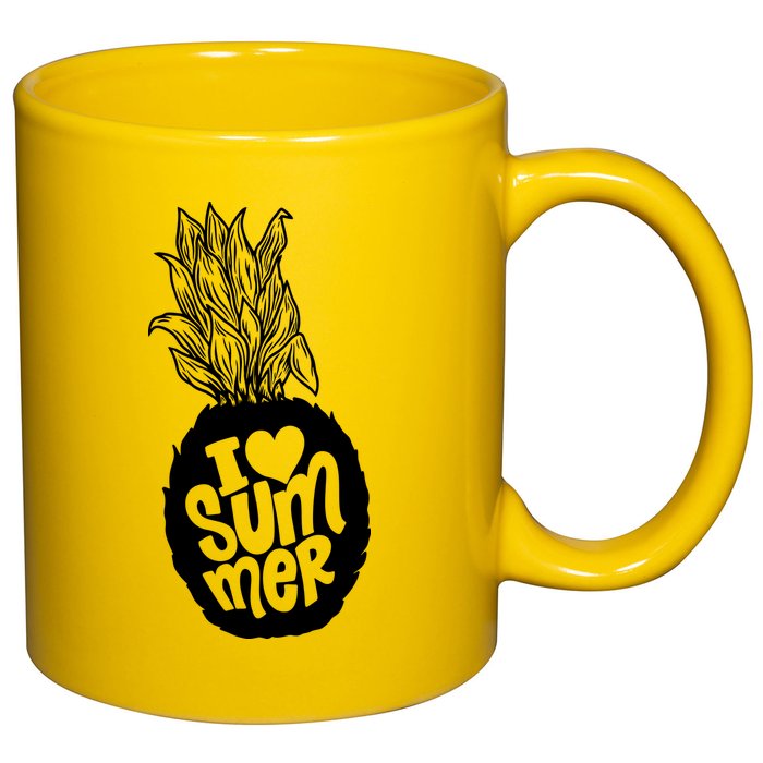 I Heart (Love) Summer Pineapple 11oz C Handle Ceramic Mug