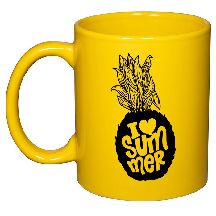 I Heart (Love) Summer Pineapple 11oz C Handle Ceramic Mug