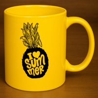 I Heart (Love) Summer Pineapple 11oz C Handle Ceramic Mug