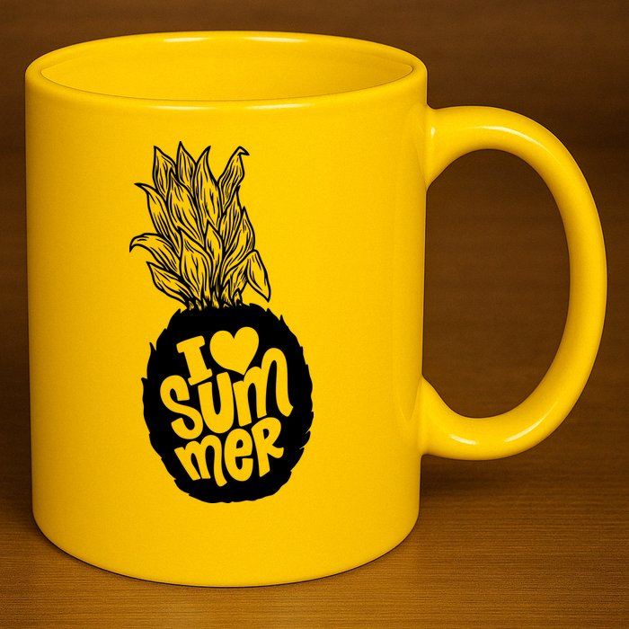 I Heart (Love) Summer Pineapple 11oz C Handle Ceramic Mug
