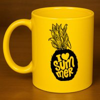I Heart (Love) Summer Pineapple 11oz C Handle Ceramic Mug