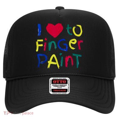 I Heart Love To Finger Paint IM Paint Cute Couple Valentine High Crown Mesh Back Trucker Hat